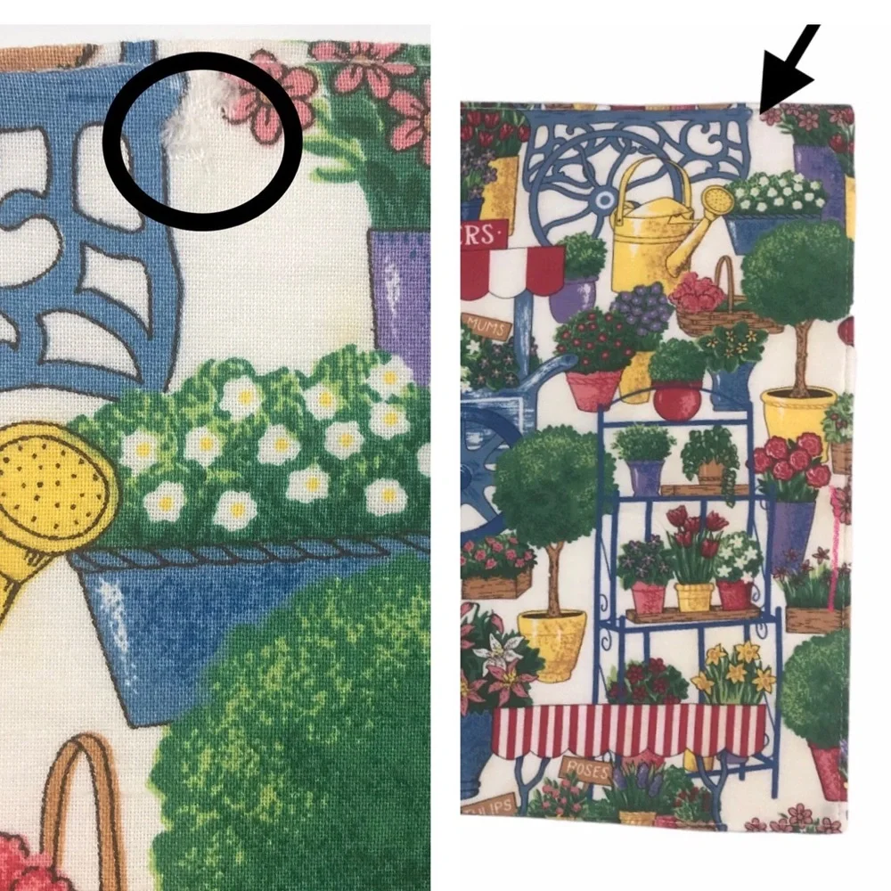 4 Vintage Colorful French Flowers Cart Cloth Placemats Farmhouse Provence FLAWS